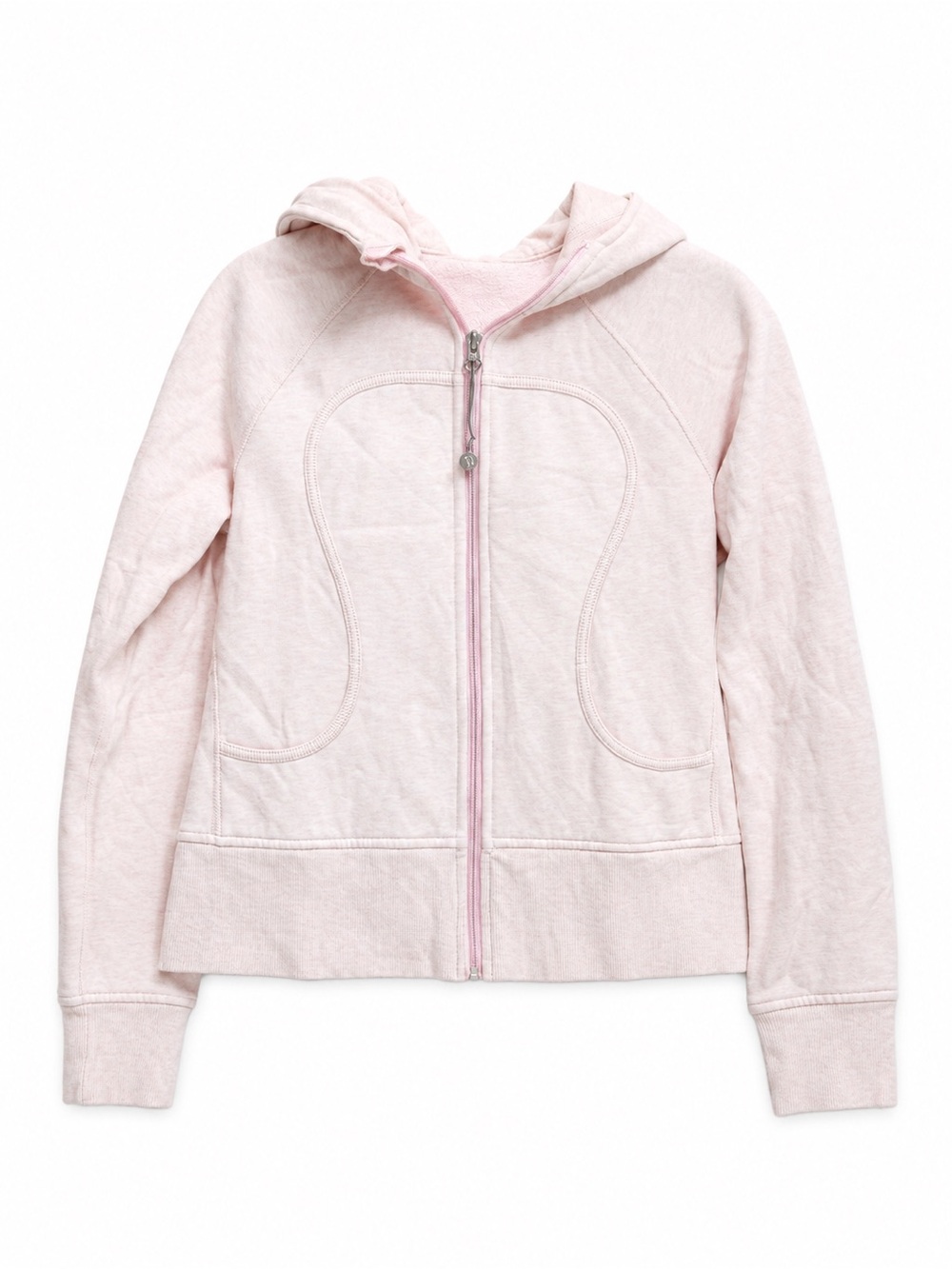 Lululemon Vintage Scuba Hoodie Light Pink Full Zip Embroidered Logo